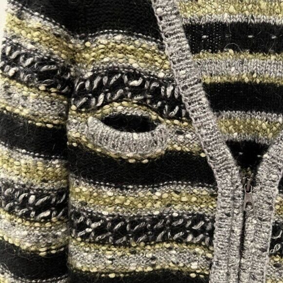 Rag & Bone Womens Striped Knit Cardigan Sweater Black/Green/Gray Wool Blend Size - Picture 3 of 9